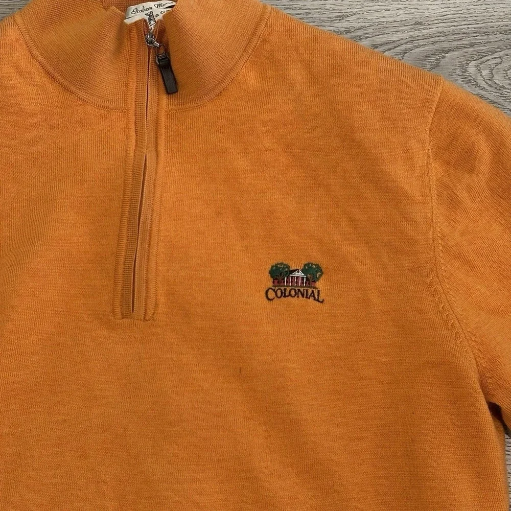 Fairway & Greene Italian Merino Wool Sweater Mens Large Colonial  Orange *Flaws*